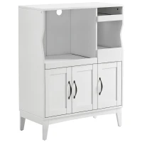 HOMCOM Küchenschrank Sideboard küchenmöbel mit ausklappbarer Ablage Aufbewahrungsschrank Schublade Schrank für Küche Esszimmer Weiß 84 x 39 x 109 cm(m-1)