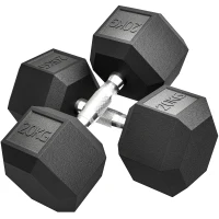 HOMCOM Haltères avec poignée texturée, haltère en fonte, 2 x 20kg pour la maison, salle de sport, entraînement musculaire(m-7)