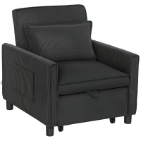 HOMCOM Poltrona Letto Reclinabile con Tasche Laterali, in Tessuto Effetto Velluto, 74x84x81 cm, Grigio Scuro(m-1)