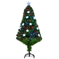 HOMCOM Sapin de Noël artificiel lumineux 120 cm 16 lumières LED fibres optiques lumineux multicolores 130 branches PVC étoile sommet brillante vert