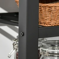 HOMCOM Küchenwagen Küchenrollwagen Servierwagen mit Schublade Ablage Spanplatte Metall Grau Eiche 60 x 50 x 84,5 cm(m-7)