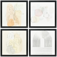 HOMCOM Set de 4 Cuadros en Lienzo de Pintura Abstracta Decoración Elegante para Dormitorio Salón 33x33 cm Multicolor