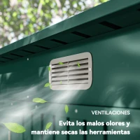 Outsunny Caseta de Jardín Exterior 2,7m² 249x121x183 cm con Doble Puerta 2 Ventilaciones y Pestillo Verde(m-7)