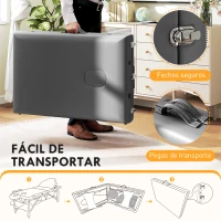 HOMCOM Marquesa de Massagem Dobrável Portátil com Altura Ajustável Apoio de Cabeça Apoios de Braço Acolchoados 215x60x64-89 cm Cinza(m-6)
