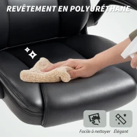 HOMCOM Fauteuil de bureau avec accoudoirs relevables, chaise de bureau ergonomique, hauteur réglable, fonction de bascule, noir(m-9)