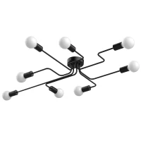 HOMCOM Lampadario a Soffitto Moderno 8 Punti Luce, Illuminazione Design Industriale per Casa e Ufficio, Nero(m-1)