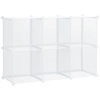 HOMCOM Mobile Scarpiera Modulare Salvaspazio, 6 Cubi in Plastica PP, 65x32x162 cm, Trasparente(m-1)