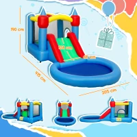 AIYAPLAY Castelo Insuflável 4 em 1 para Crianças com Escorrega Piscina de Bolas Cesto e Saco de Transporte 415x205x190 cm Multicor(m-3)