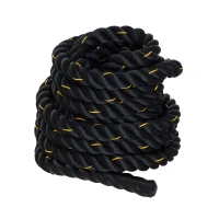 HOMCOM Cuerda de Batalla Ø38 mm Longitud 9 m Battle Rope Formación Battling Power Cuerda Ejercicio Fitness Deporte Poliéster Ultra Resistente Negro(m-10)