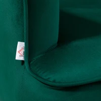 Fotoliu dormitor din material textil cu efect catifea HOMCOM cu picioare din otel auriu, 62x69x75 cm, verde(m-7)