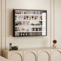 HOMCOM Vitrine murale pour objets de collection 5 étagère réglables en hauteur et 2 portes coulissantes 80 x 9,5 x 60 cm noir(m-8)