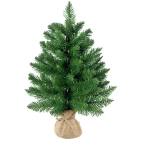 HOMCOM Albero di Natale Mini 55cm con 50 Rami Folti e Aghi Realistici in PVC, Base in Cemento e Iuta(m-1)
