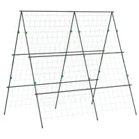 Outsunny Garden Cucumber Trellis for Climbing Plants, A-Frame Trellis Plant Support with Climbing Net, DIY Adjustable Cucumber Support Frame for Raised Bed, Vegetables, Flowers, Fruit, Green(m-11)