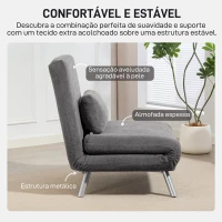 HOMCOM Sofá Cama Individual 3 em 1 Poltrona Cama Dobrável com Encosto Ajustável de 5 Níveis e Almofada 80x75x83 cm Cinzento(m-6)