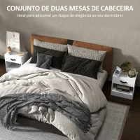 HOMCOM Conjunto de 2 Mesas de Cabeceira para Dormitório Estreitas com Gaveta e Compartimento Aberto 39x28x41 cm Branco(m-4)