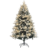 HOMCOM Albero di Natale Artificiale 180cm con 793 Rami, Luci LED e Rami Innevati, Verde