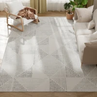 HOMCOM Modern Area Rug, Geometric Pattern Non-Slip Washable Rug, Soft Floor Carpet for Living Room, Bedroom, Dining Room, Home Office, 290 x 200 cm, Grey(m-10)