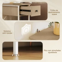 HOMCOM Mesa Auxiliar Estreita Mesa Auxiliar Industrial com Gaveta Prateleira Aberta e Estrutura Metálica 25x39,8x58,2 cm Madeira(m-6)