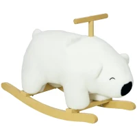 HOMCOM Ours à bascule pour enfant jeux jouet à bascule avec sons pour 3 - 6 ans socle en bois blanc(m-11)