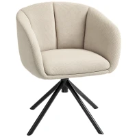 HOMCOM Poltrona Moderna Girevole con Seduta Imbottita in Tessuto Bouclé per Salotto e Ufficio, Grigio Chiaro(m-1)