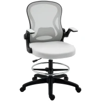 Vinsetto Silla de Dibujo Giratoria con Soporte Lumbar Reposapiés Ajustable y Reposabrazos Abatibles 59x65x102-122 cm Gris Claro(m-10)