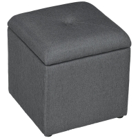 Taburet cu Spațiu de Depozitare Tapițat Material Teddy 39x39x39cm Gri