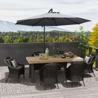 Outsunny 3(m) Garden Parasol Sun Shade Banana Umbrella Cantilever with Crank Handle, Cross Base Dark Grey(m-2)