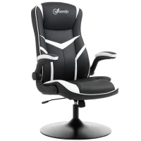 Vinsetto Poltrona da Gaming da Ufficio Ergonomica, Altezza Regolabile, Base Fissa, Braccioli Pieghevoli Nero e Bianco(m-1)
