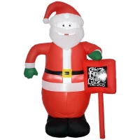 HOMCOM Papá Noel Hinchable con Cartel Navidad Hinchable con 3 Luces LED e Inflador Eléctrico 120x65x180 cm Multicolor(m-10)
