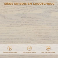 HOMCOM Lot de 2 tabourets de bar, chaises de bar pivotantes avec assise en hévéa, hauteur réglable et repose-pieds, blanc(m-6)