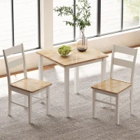 HOMCOM Tavolo da pranzo in legno di gomma, per fino a 4 persone, pad antiscivolo, Legno naturale(m-4)