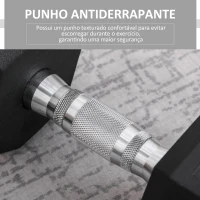 HOMCOM Haltere Hexagonal 12,5 kg em Ferro Fundido Pesos de Aço Revestidos a Borracha com Pega Texturizada para Musculação Preto(m-5)