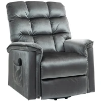HOMCOM Velvet-Feel Electric Lift Recliner Chair - Dark Grey(m-11)