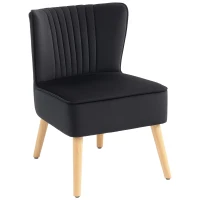 HOMCOM Modern Accent Chair, Fabric Living Room Chair with Rubber Wood Legs and Thick Padding, Black(m-11)