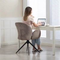 HOMCOM Chaise bureau ergonomique, fauteuil de bureau avec siège pivotant à retour automatique, 60 x 66 x 86,5 cm, brun clair(m-8)