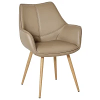 HOMCOM Sedia da Pranzo Moderna con Braccioli e Schienale in Finta Pelle con Gambe in Metallo, 63x61x84 cm, Marrone(m-1)