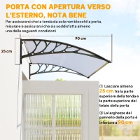 Outsunny Tenda da Sole Curva con Viti e Bulloni Inclusi, in Policarbonato, PP e Alluminio, 90x150x25 cm(m-7)