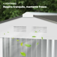 Outsunny Caseta de Jardín 213x130x185 cm Cobertizo Metálico de Exterior para Almacenamiento de Herramientas Blanco(m-8)