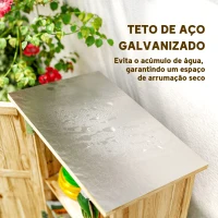 Outsunny Armário de Jardim em Madeira 63,5x40x90 cm Armário de Exterior para Armazenamento de Ferramentas com 2 Prateleiras Madeira(m-5)