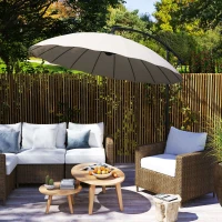 Outsunny 3(m) Cantilever Umbrella 18 Ribs & Vents Adjustable Angle for Patio Light Grey(m-2)