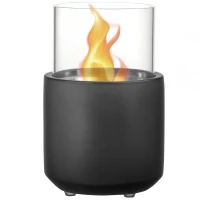 HOMCOM Chimenea Bioetanol Sobremesa Capacidad de 0,4L Combustión de 2,5h para Interior y Exterior 12x12x19cm Gris Oscuro(m-10)