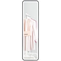 HOMCOM Specchio da Parete Touch con Illuminazione LED Regolabile, in Vetro Temperato e Metallo, 40x3x120 cm, Nero(m-1)