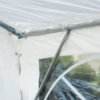 Outsunny Gazebo da Giardino 8x4m in Acciaio con Pareti Rimovibili e Finestre Trasparenti, Bianco(m-8)
