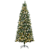 HOMCOM Árbol de Navidad Artificial con Luces LED Altura 230 cm con 1051 Ramas 45 Piñas Apertura Automática Base Plegable