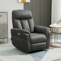 HOMCOM Poltrona Reclinável Elétrica Estofada em Tecido Técnico Poltrona Relax com Reclinação 155° Apoio para os Pés e 2 Bolsos Laterais 95x90x105cm Cinza(m-10)