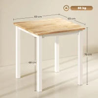 HOMCOM Tavolo da pranzo in legno di gomma, per fino a 4 persone, pad antiscivolo, Legno naturale(m-3)