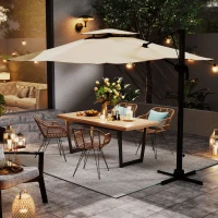 Outsunny Parasol ogrodowy, odporny na warunki atmosferyczne, z 1 korbką, 2,94 x 2,94 x 2,7 m, Khaki(m-10)