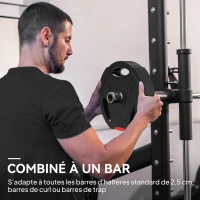 SPORTNOW Disques de poids, plaques de poids 2 x 5 kg et 2 x 2,5 kg, à trois poignées avec trous de Ø 25 mm, noir(m-5)