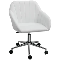 Vinsetto Silla de Oficina Ergonómica Silla de Escritorio Giratoria con Altura Ajustable Respaldo y Reposabrazos de Piel Sintética Carga 120 kg 60x59x79-89 cm Blanco(m-10)