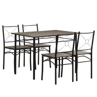 HOMCOM Tavolo da Pranzo con 4 Sedie, Set 5 Pezzi in MDF e Metallo per Sala da Pranzo, Cucina, Soggiorno e Bar